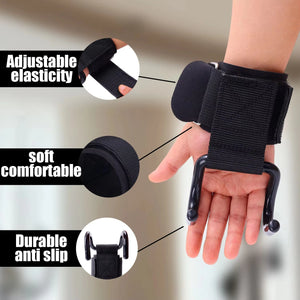 Ganchos de Levantamento de Peso com Envolvimentos para Pulso, Alça de Barra de Mão, Faixa de Pulso para Academia, Ganchos de Fitness, Faixa de Peso para Pull-Ups, Luvas de Levantamento de Potência