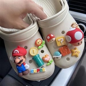 Novo Conjunto de Charms para Sapatos Mario 3D Acessórios de Jogo para Sapatos Decorações para Tamancos Charms para Sandálias Presente Perfeito para Fãs de Jogos
