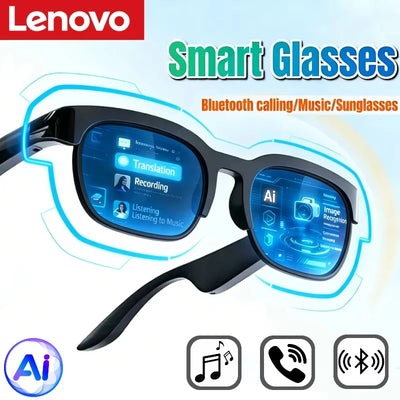 Lenovo 2026 Novos Óculos Inteligentes Tradução AI Gravação de Conversas Bluetooth Escutar Música Óculos de Sol Inteligentes para Homens e Mulheres