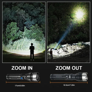 Lanterna Super Brilhante de 100000LM Lanterna Tática LED Recarregável de Longo Alcance para Camping ao Ar Livre, à Prova d'Água, Pesca