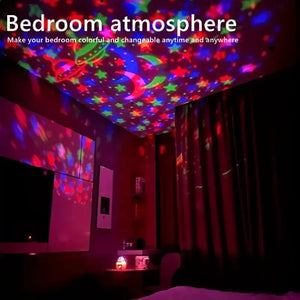 Luzes Noturnas LED Céu Estrelado Lâmpada Projetora USB Bola Mágica Luzes de Natal Lua Estrela Decorações Atmosféricas para Casa